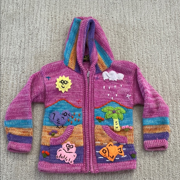 American South Side Other - American South Side Appliquéd Embroidered Hooded Zip Sweater Girls EUC